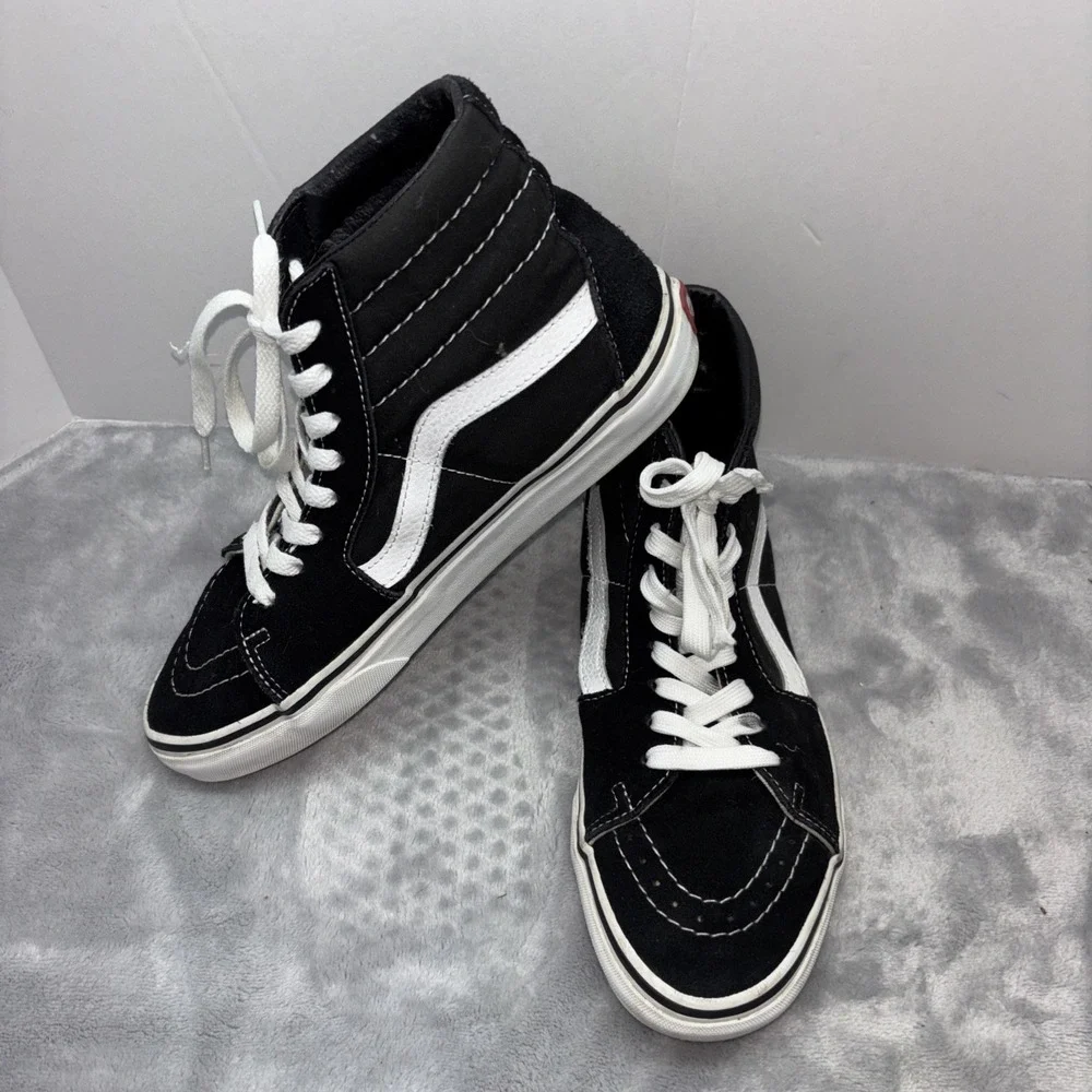 Vans Sk8-Hi High Top Sneakers Black White Mens 7 Womens 8.5 Skate Shoes 507698